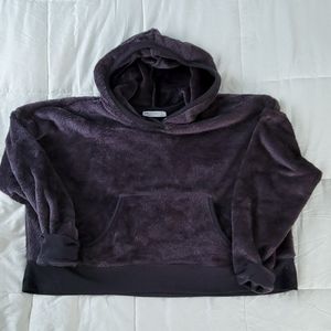 Arizona XL Gray Faux Fur Crop Hoodie